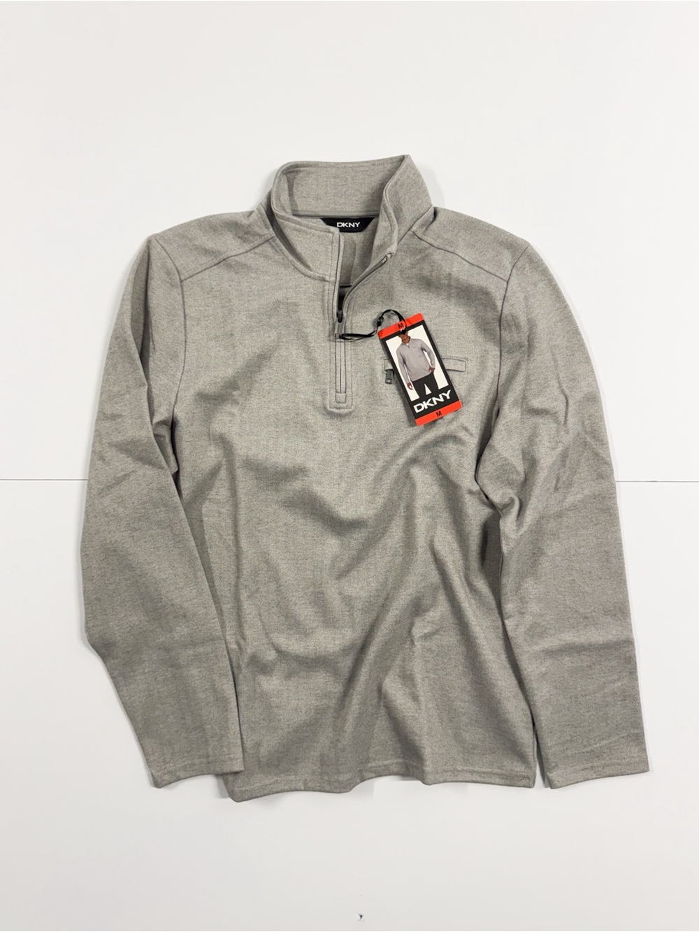 Dkny Men's Light Heather Gray Zip-Up Pullover